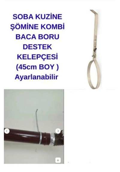 Soba Kuzine Şömine Kombi Baca Boru Destek Kelepçesi 45cm Boy