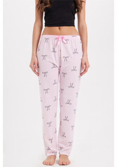 Tudors Kadın Regular Fit Klasik Kesim Viskon Beli Lastikli Fiyonk Detaylı Baskılı Pembe Pijama Altı-51005 Tudors Kadın Regular Fit Klasik Kesim Viskon Beli Lastikli Fiyonk Detaylı Baskılı Pembe Pijama Altı-51005