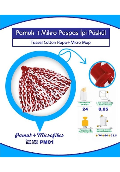 Elmop PM03 Pamuklu Mikrofiber Yedek Mop