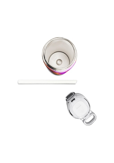 Coral High Kids Koyu Pembe Turuncu Desenli Pipetli Ve Direkt İçim Çelik Termos 500 Ml 31884 Koyu Pembe