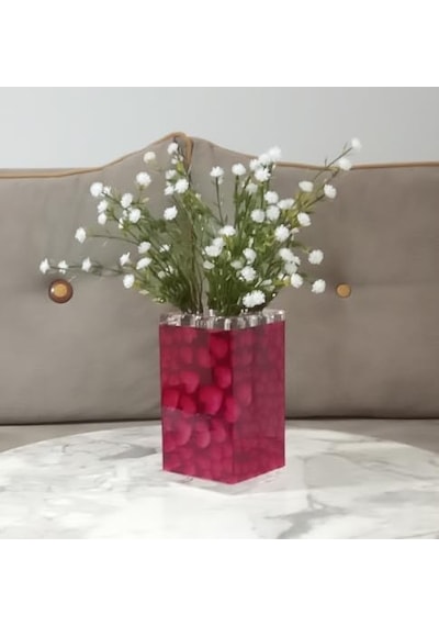 Vazo Dahil,vazo Dahil,vazoda Çiçek,beyaz Yapay Çiçek,vazo Dekoratif Kalpli 7x7x17cm Çok Renkli