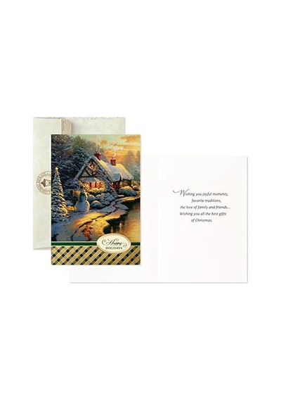 Thomas Kinkade Noel Kartı Çeşitleri, Karlı Sahneler 3 Tasarım, Zarflı 24 Kart