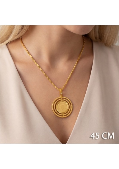 Altın Kaplama Yarım Altınlı Kolye - Ajda Model 45 Cm Bnd-234