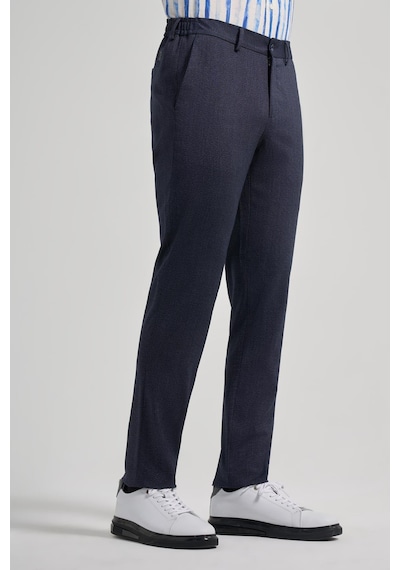 İmza Koyu Lacivert Kendinden Desenli Yan Cep Slim Fit Jogger Pantolon 1003250161 Koyu Lacivert