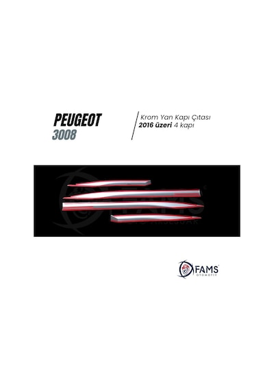 Peugeot 3008 Krom Yan Kapı Çıtası 4 Kapı 2016 ve Üzeri