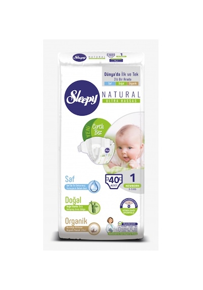 Sleepy Natural Yenidoğan Bebek Bezi 1 Numara Ultra Hassas 40 Adet