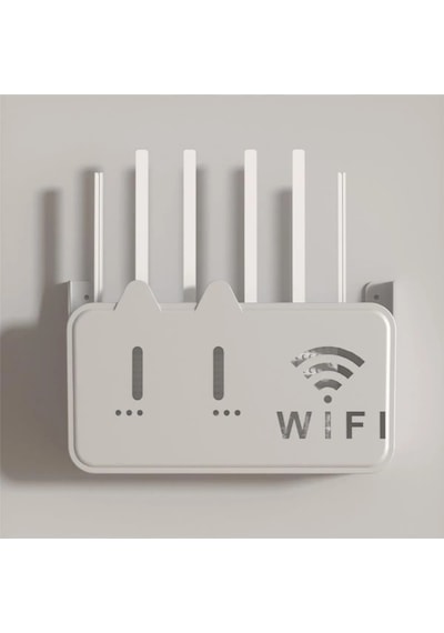 Beyaz Pleksi Kedi Desenli Wifi Kutusu Duvar Asılabilir Sigorta Ve Modem Saklama Kutusu 25x15x6 Cm Diğer