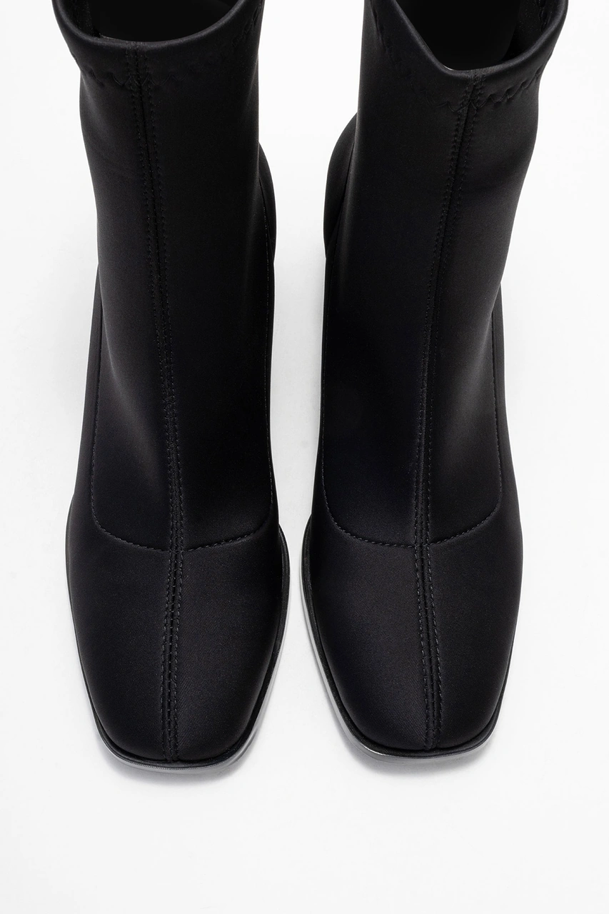 Luvishoes Luvi Shoes Plesa Siyah Scuba Kadın Kalın Topuklu Bot Siyah Nice