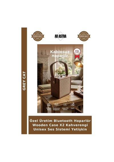 Özel Üretim Bluetooth Hoparlör Wooden Case X2 Kahverengi Unisex Ses Sistemi Yetişkin