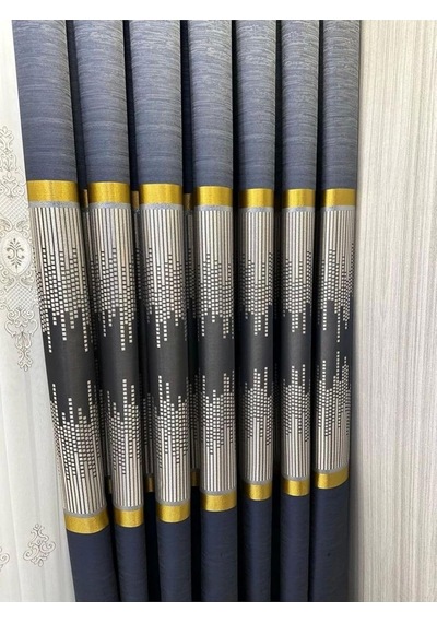 Amasra Ft614164 V-2501 Lacivert 1/3 Sık Pileli Fon Perde Apm Cok Renkli