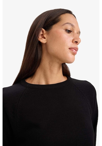 Defacto Relax Fit Bisiklet Yaka Basic Düz Triko Kazak I6913AZ25WNBK81 - Siyah