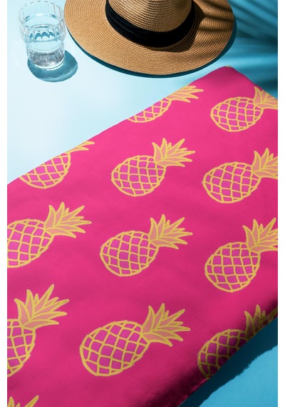 Dijital Baskı Plaj Deniz Havlusu Ananas Desenli Peştamal Hvl0167 Renkli