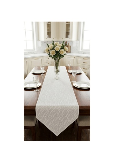 %100 Pamuk Özel Desenli Üçgen Runner 40x110 Beyaz - 900631620 Beyaz