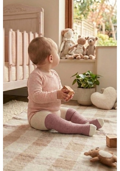 Cocole Socks Kız Bebek Külotlu Çorabı 3'lü Set Pamuklu Mercan 0-24 Ay Çok Renkli