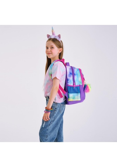 Coral High Kids Renkli Batik Unicorn Dondurma Desenli Üç Bölmeli Okul Sırt Çantası 23480