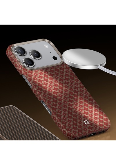 Apple Uyumlu iPhone 17 Pro Max Kılıf M-safe Şarj Özellikli Armorair Armorgrid Serisi Kevlar Turuncu Turuncu