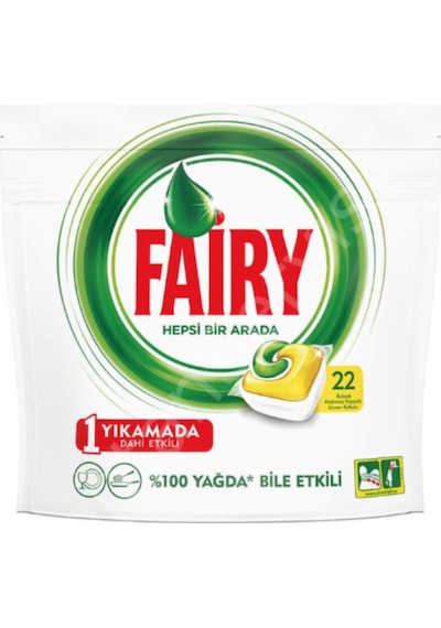 Fairy Hepsi Bir Arada Limon Kokulu 22 Yıkama Bulaşık Makinesi Deterjanı Tableti - Kapsülü