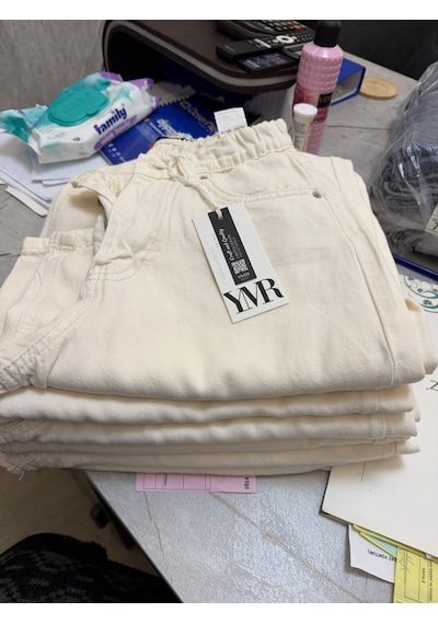 Ymr Moda Ekru Palazzo Geniş Paça Tensel Kadın Jeans 26459