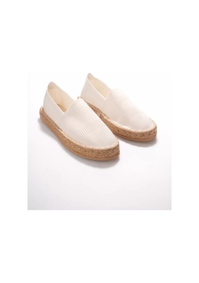 Roof Atelier Kadın Beyaz Triko Jüt Sargı Espadril Ayakkabı - Rosly