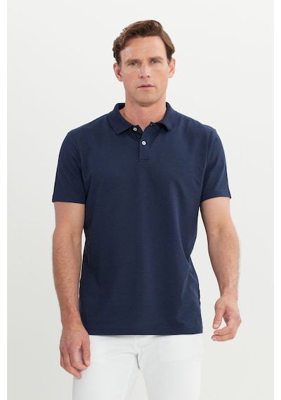 AC&Co / Altınyıldız Classics Erkek Lacı-lacı Pamuklu Slim Fit Dar Kesim Polo Yaka Tişört Lacivert
