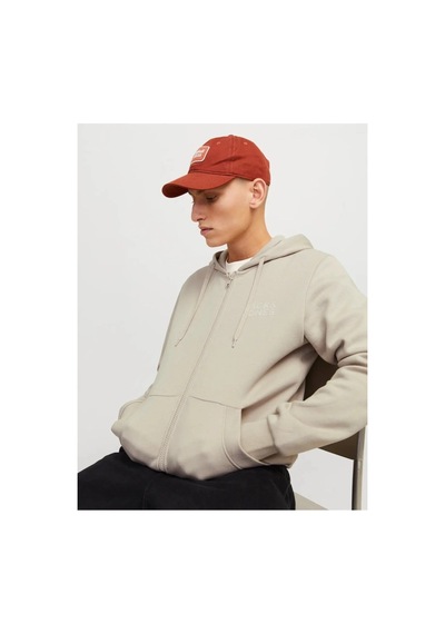 Jack & Jones Jack&jones 12265177 Jjecorp Logo Sweat Zıp Hood Moonbeam Sweat Bej