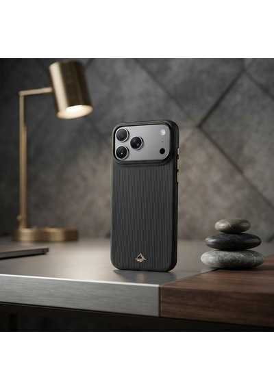 İphone 18 Pro Uyumlu Kılıf M-safe Şarj Özellikli Raptic Aramid Skin Reynis Serisi Karbon Kapak Siyah