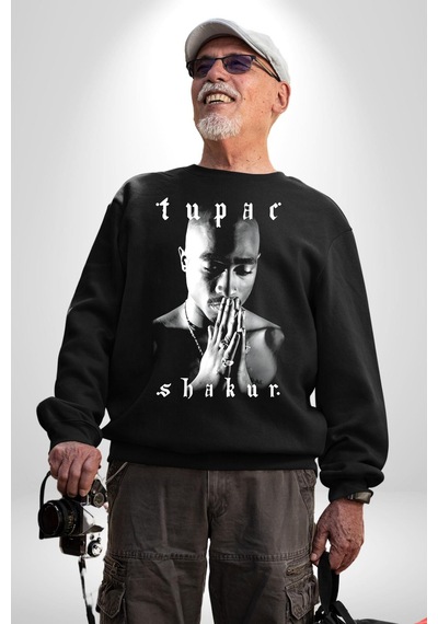 Tupac Shakur Şarkıcı Unisex Siyah Sweatshirt Siyah
