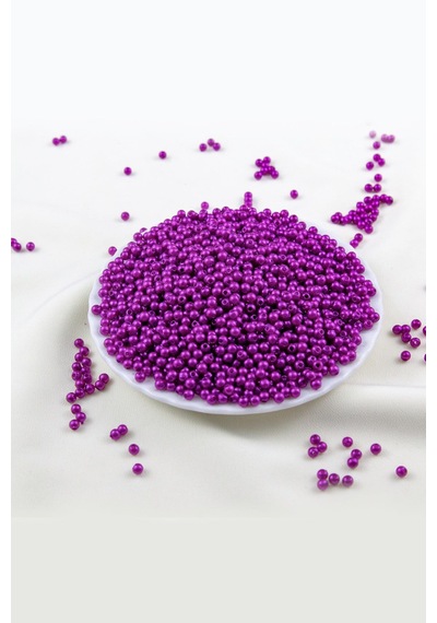 4 Mm Canlı Mor Plastik İnci Boncuk Aksesuar Takı Malzemesi 25 Gr
