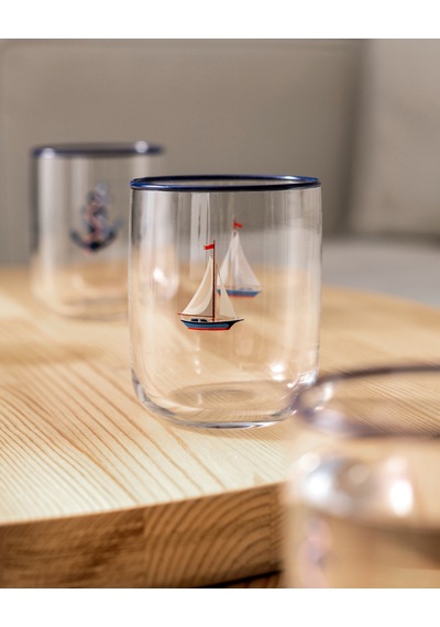 Madame Coco Musette-nautical Life 4'lü Su Bardağı - Şeffaf - 270 Ml 8684427353127 Çok Renkli