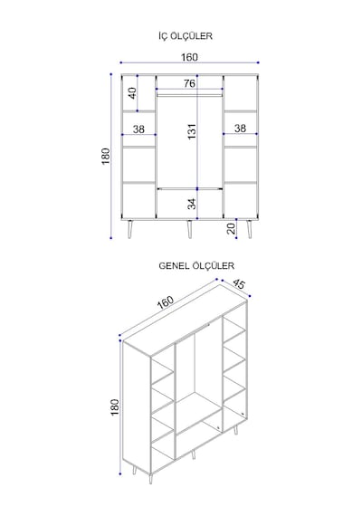 Floradesign Aden 4 Dört Kapaklı Aynalı Gardırop /elbise Dolabı / Gardırop