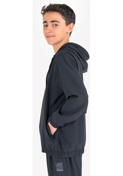 Lescon Siyah Çocuk Fermuarlı Kapüşonlu Sweatshirt 23n-3139 Siyah