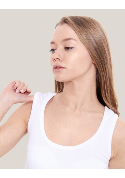Alya Underwear Kaşkorse Kalın Askılı Body Atlet, Fitilli Kumaş, Likralı, Basic Siyah Atlet Beyaz