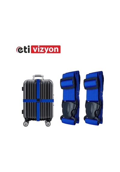 Etivizyon Valiz Bavul Emniyet Kemeri 2 Adet Mavi