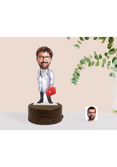 Kişiye Özel Erkek Acil Tıp Teknisyeni Karikatürlü Dekoratif 3D Bi Çok Renkli