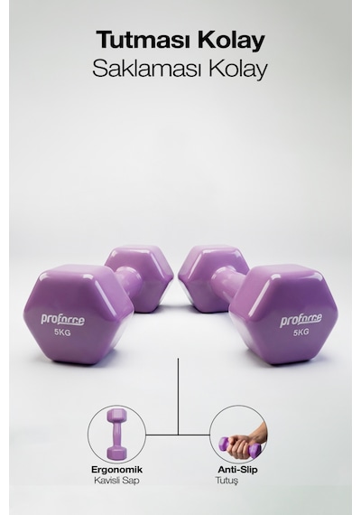 Proforce Vdb Dışı Vinil Kaplı Içi Çelik Döküm Ağırlık Dambıl Mavi 5 KG