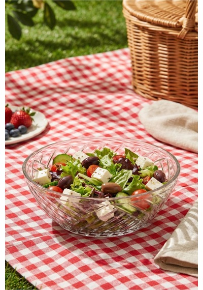 Lav Elis Cam Salata Kasesi Tekli Ekstra Büyük 2140 ml (Sunum Kasesi , Hazırlık Kasesi)