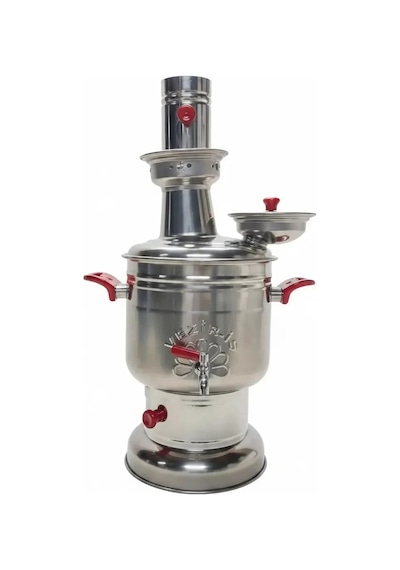 Vezir-iş 4 Litre Kömürlü Semaver Kırmızı Kulp