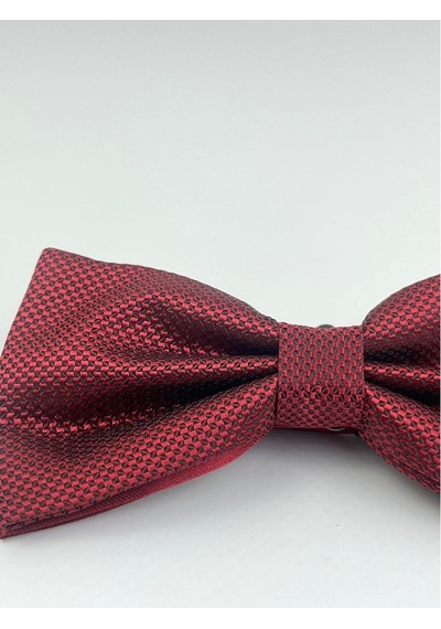 Demfashion Bordo Kareli Erkek Saten Kumaş Petek Dokulu Papyon Bordo