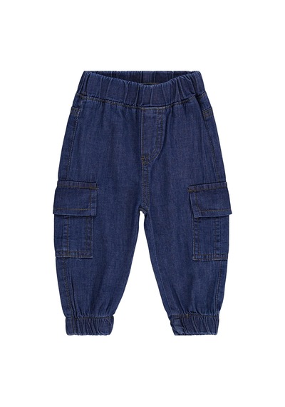 Civil Baby Kargo Cepli İnce Kot 6-18 Ay Pantolon - Mavi Koyu Mavi