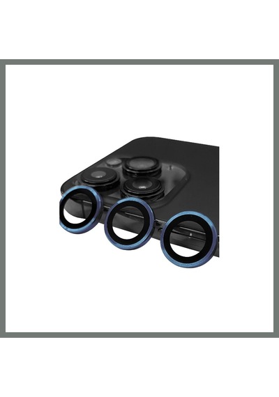 Bezos İphone 15 Pro Uyumlu Raze Metal Kamera Lens - Lacivert Mmbz