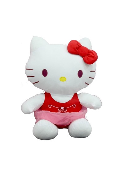 Peluş Hello Kitty Elbiseli Kurdeleli 36 Cm Çok Renkli