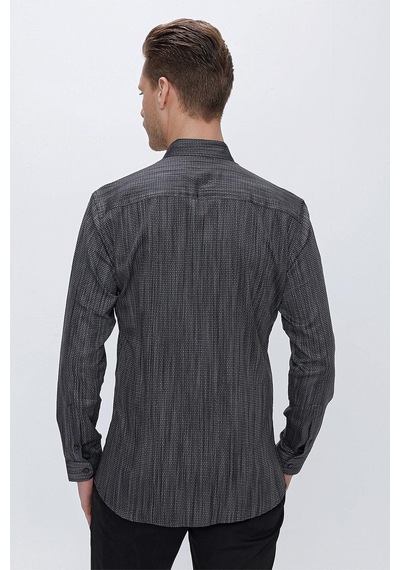 Efor Gk 661 Slim Fit Siyah Klasik Gömlek Siyah