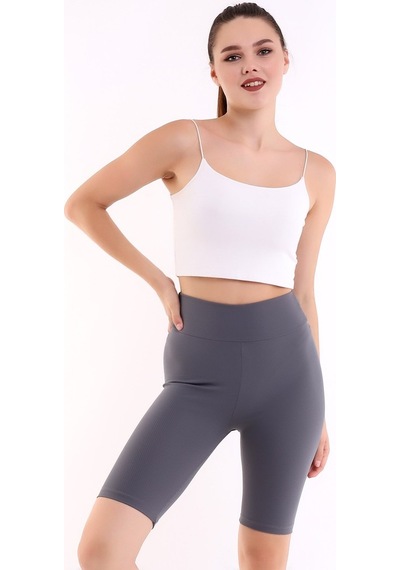 Self Clothing Kadın Koyu Gri Yüksek Bel Fitilli Dayanıklı Örme Kumaş Toparlayıc (548212966)