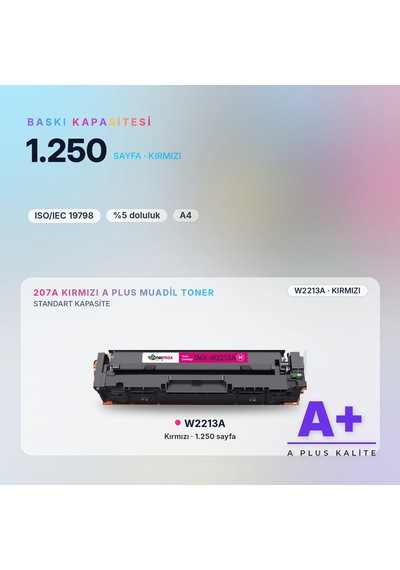 Hp 207a W2213a Kırmızı Uyumlu Toner A Plus / Color Laserjet Pro M255 / M282 / M283