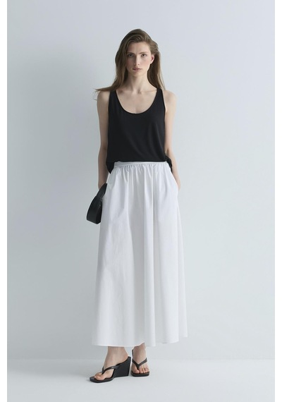 Suud Collection Beyaz Lara Kloş Etek
