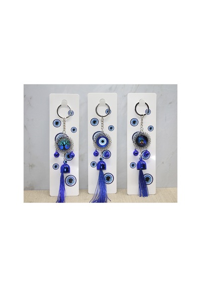 4 Adet Metal Nazar Boncuğu Anahtarlık Metal Tasarımlı Nazar Süsü Ve Anahtar Aksesuarı, 20 Cm, Keychain