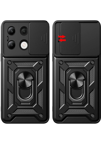 Xiaomi Redmi Note 13 4g İle Uyumlu Kılıf Magnetik Standlı Kamera Korumalı Sürgülü Kapak