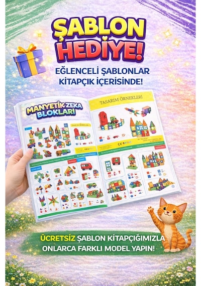 Arabalı 80 Parça 7.5cm Büyük Boy  Manyetik Blok Seti | Güçlü Mıknatıslı Zeka Geliştirici Eğitici Oyuncak