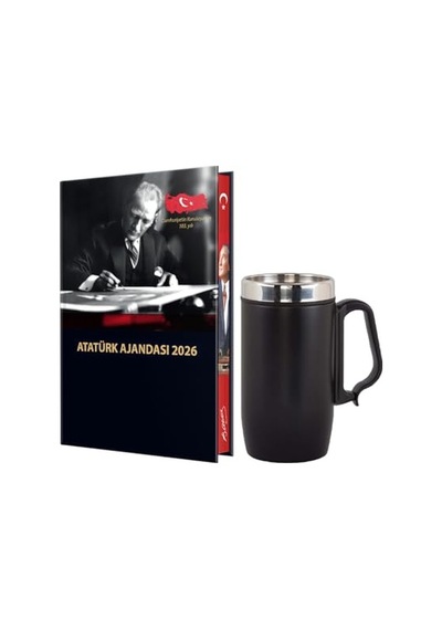 Atatürk Ciltli Ajanda Ve Kulplu Termos Bardak Genel