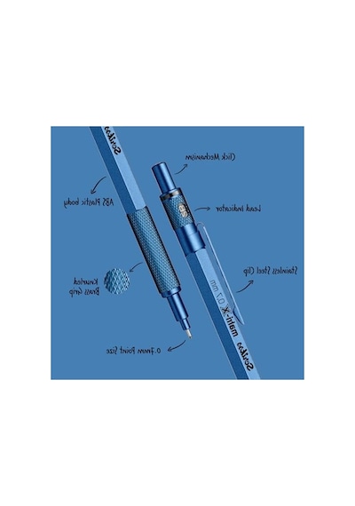 0.7 Mm Metalik Mavi Versatil Kalem, Şeffaf Ambalaj İle